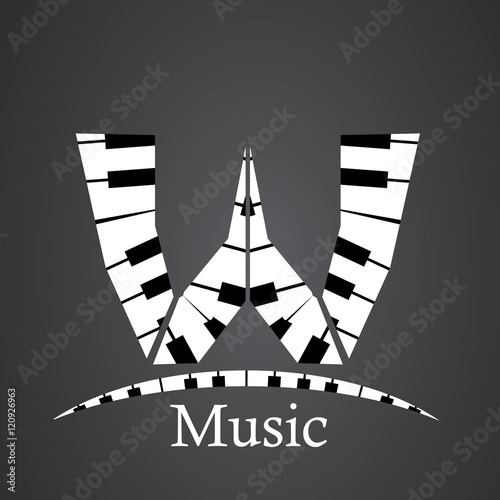 Abstract vector alphabet - w made from piano - alphabet set