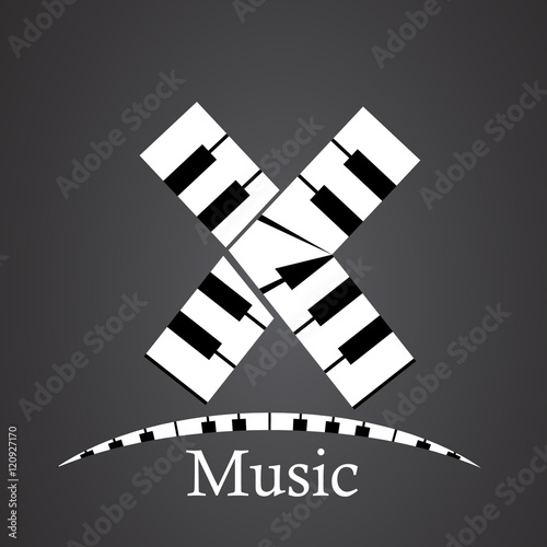 Abstract vector alphabet - x made from piano - alphabet set