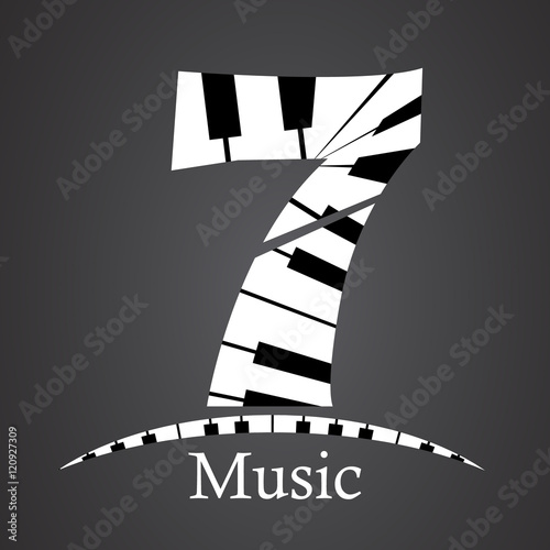 Abstract vector number seven made from piano - numbers set