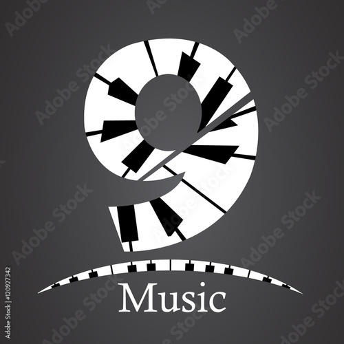 Abstract vector number nine made from piano - numbers set