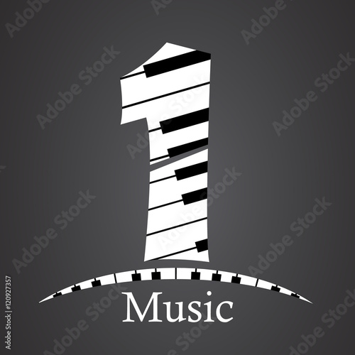 Abstract vector number one made from piano - numbers set