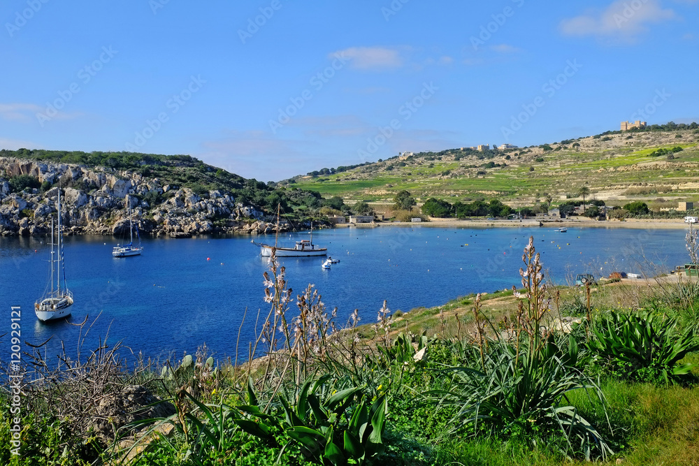 Mistra, a beautiful bay between Xemxija and Mellieha, on the west coast of Malta.