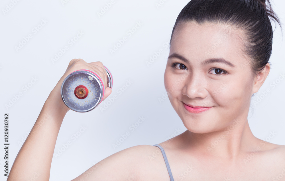 Woman exercise with dumbbell Woman exercise with dumbbell
