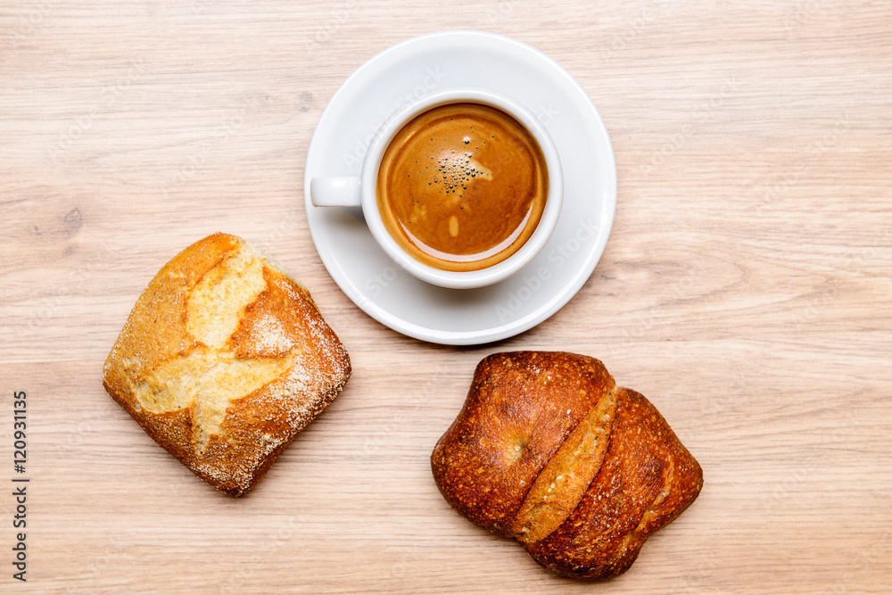 german baps with coffee on wooden german baps with coffee on wooden