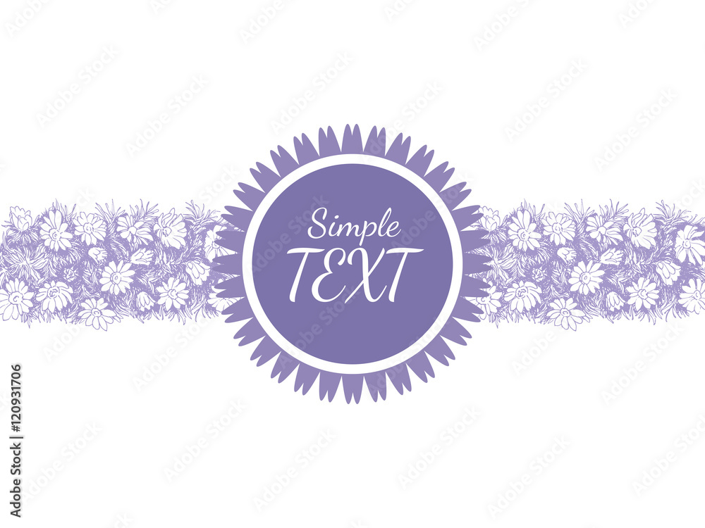 Decorative element for design greeting cards or invitations. Floral background and purple circle. Hand drawing vector illustration. Decorative element for design greeting cards or invitations. Floral background and purple circle. Hand drawing vector illustration.