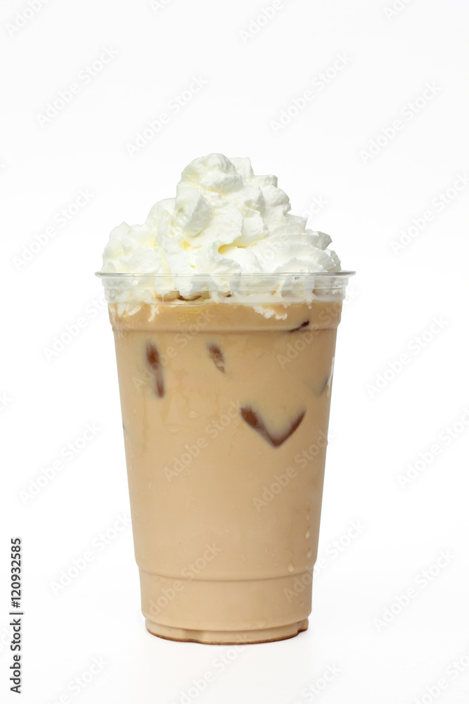 Iced coffee cafe latte with cream Iced coffee cafe latte with cream
