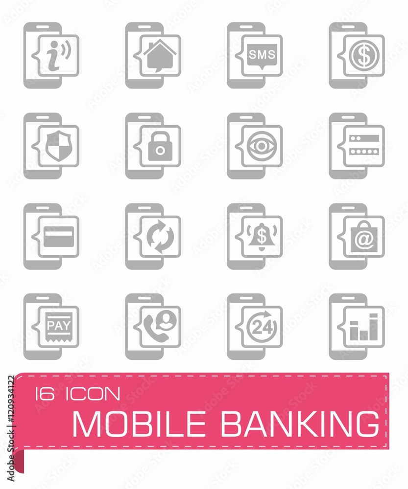 Vector Mobile banking icon set Vector Mobile banking icon set