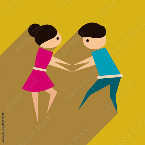 Flat web icon with long shadow dancers couple
