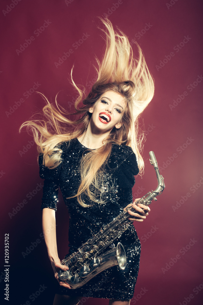Girl with saxophone