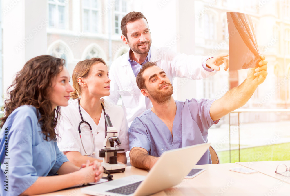 Medical team working at the hospital all together Medical team working at the hospital all together