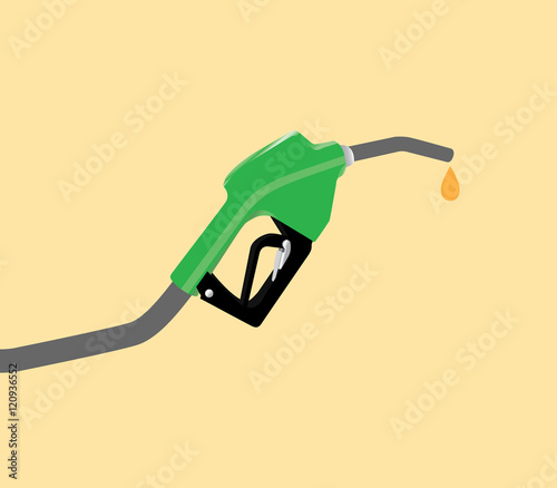 fuel pump with drop gasoline with yellow background