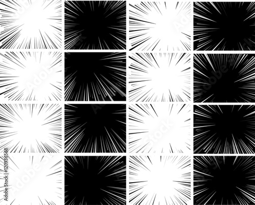 Comic book explosion superhero pop art style radial lines background. Manga or anime speed frame