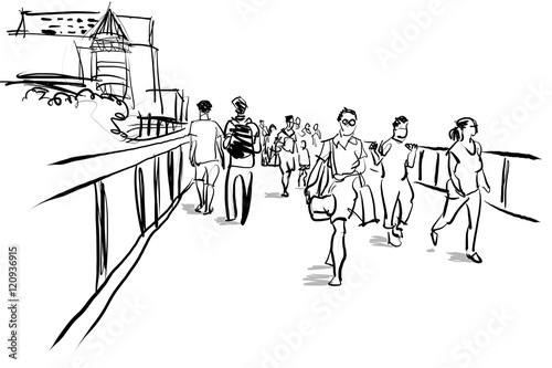 people walking in urban scene