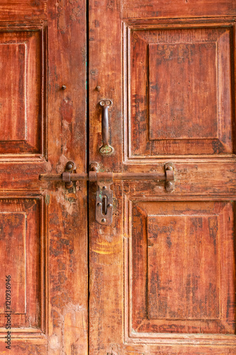 door knob on old wooden door