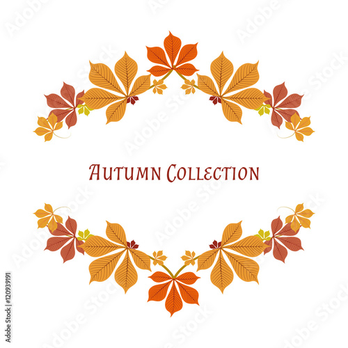 Autumn frame. Vector background. Vector illustration. Floral vector pattern. Fashion Graphic Design. Beauty concept. Bright colors leaves. Template for prints, textile, wrapping and decoration.