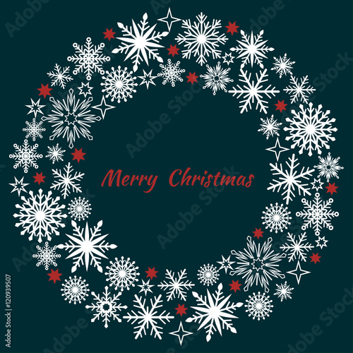 Christmas wreath of snowflakes