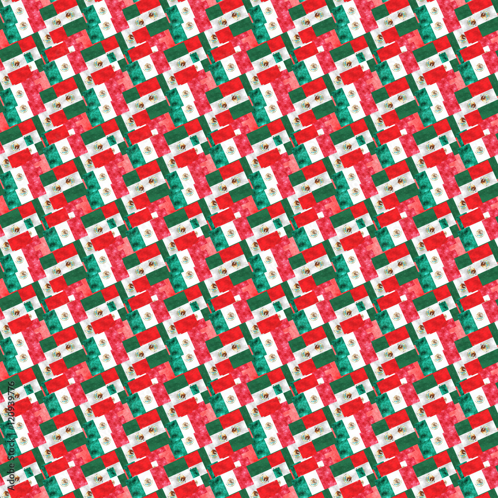 Fototapeta premium Mexican flag seamless pattern.Flag of Mexico background usable for decoration, textile or paper prints, scrapbooks,planner supplies.