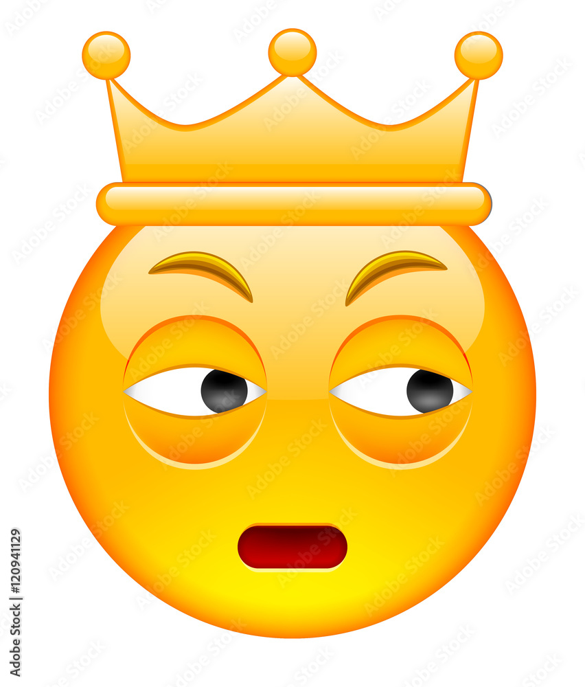 Distrust Face with Crown. Distrust Emoji with Crown