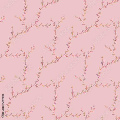 vector seamless texture of the branches on the white background, illustration with leave,can be used for wallpaper, pattern fills, web page background,surface textures, invitation card. Floral textile