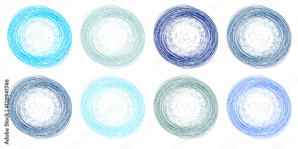 pencil colorful hand drawn circles, abstract vector illustration - obrazy, fototapety, plakaty 