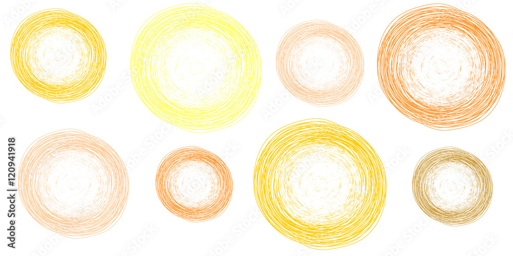 pencil colorful hand drawn circles, abstract vector illustration - obrazy, fototapety, plakaty 