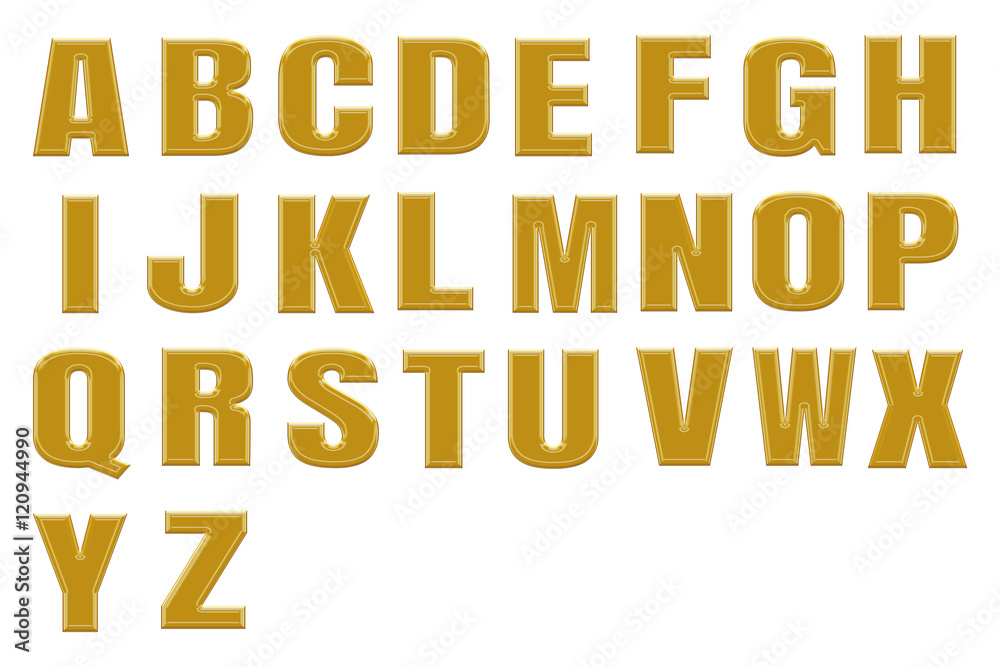 Golden alphabetic fonts.
