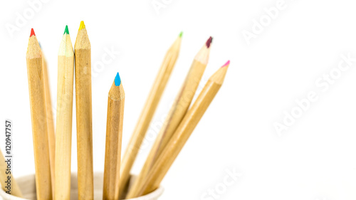  color pencils isolated on white background 