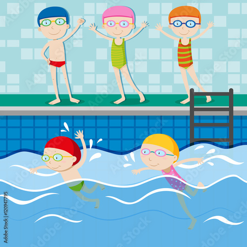 People swimming in the swimming pool