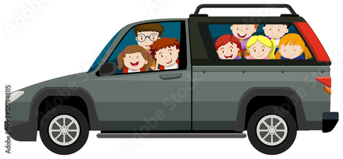 Kids riding on pick up truck