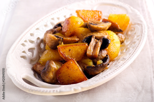 Roasted potato and mushroom