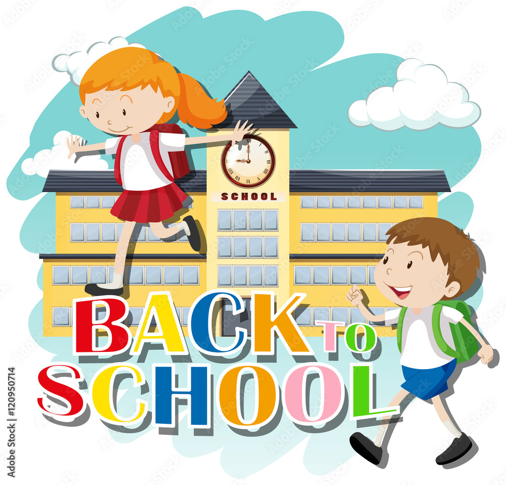 Back to school theme with kids at school Back to school theme with kids at school
