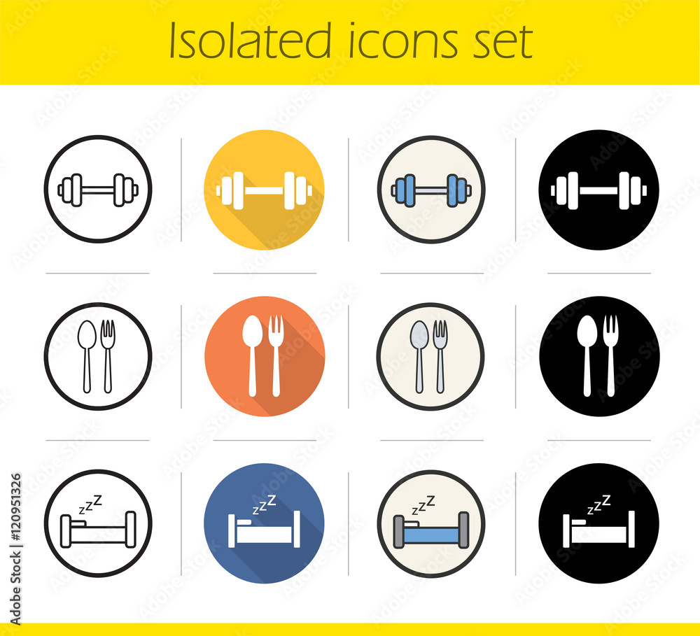 Healthy lifestyle icons set