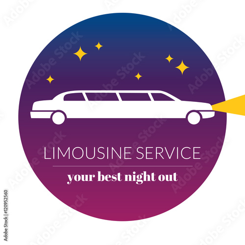 Limousine night service graphic icon sign in round.