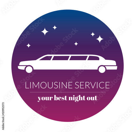 Limousine night service graphic icon sign in round.