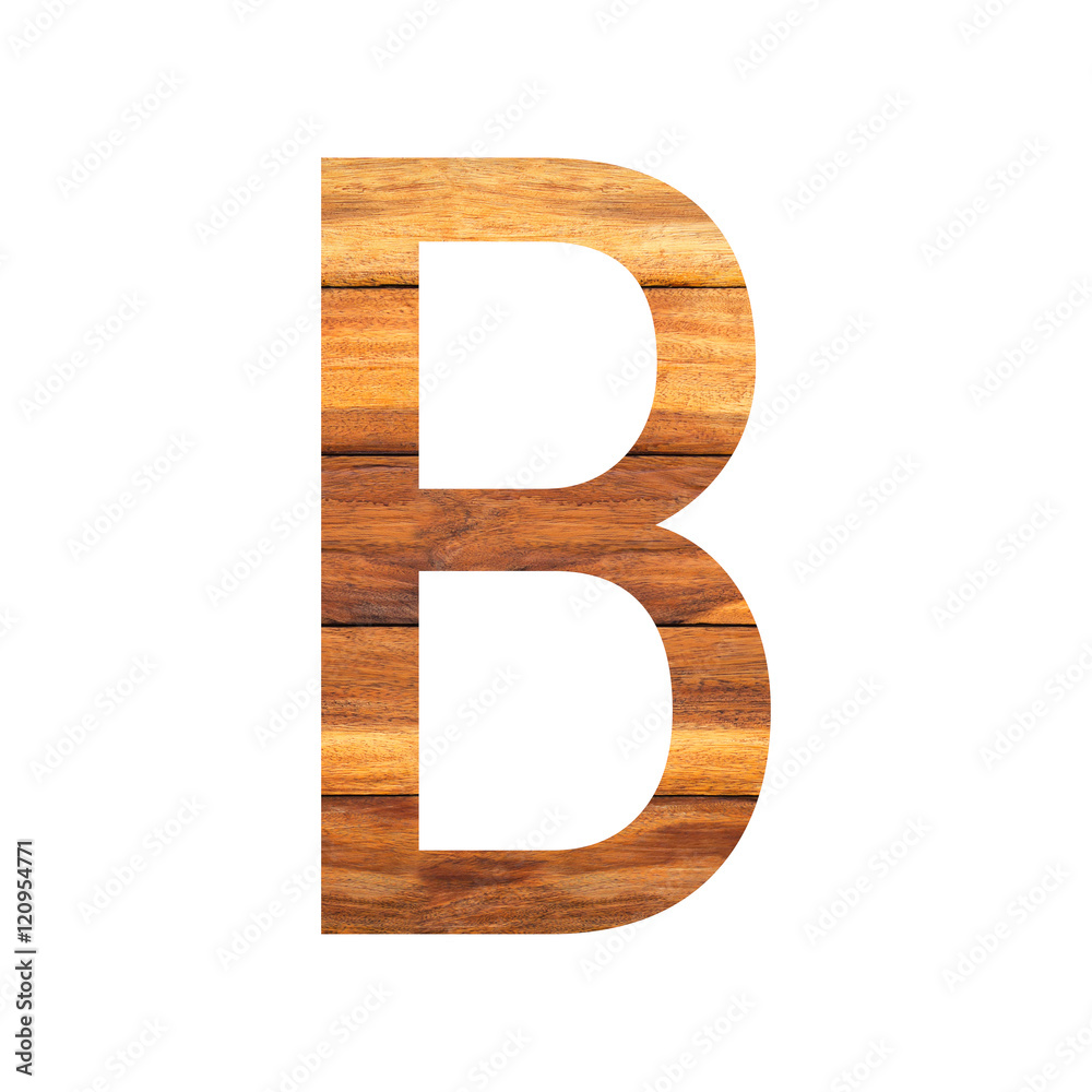 English alphabet with old wood texture.