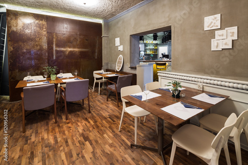 flooring in modern restaurant interior © arizanko