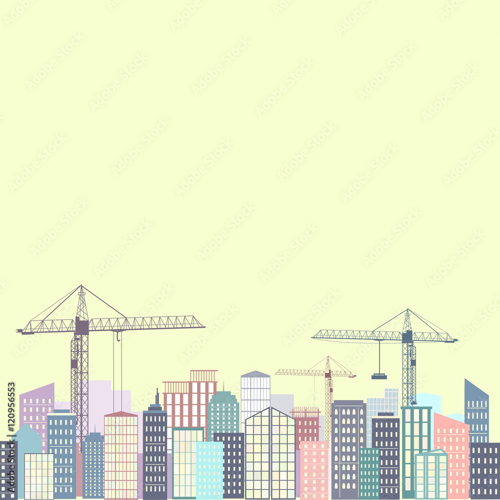 Vector abstract illustration of big city with skyscrapers