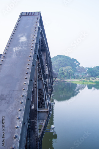 KANCHANABURI, THAILAND - January 24, 2015: Bridge on the River Kwai Railway bridge on morning sunlight in thailand