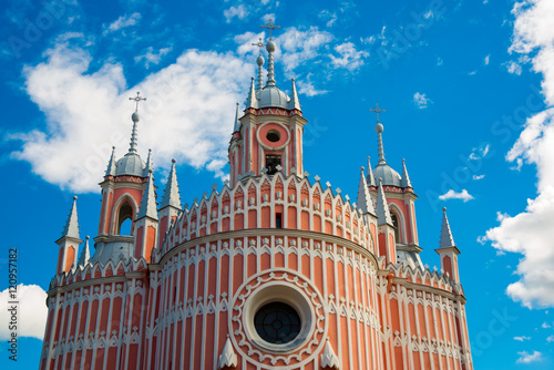 Chesme Church. Church of St John the Baptist Chesme Palace in Saint Petersburg, Russia photo