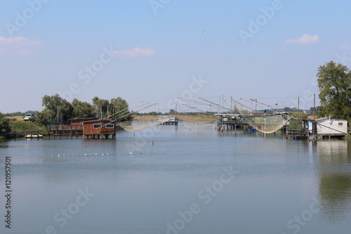 capanni da pesca, porto garibaldi,italia,fishing huts, harbor garibaldi, Italy photo