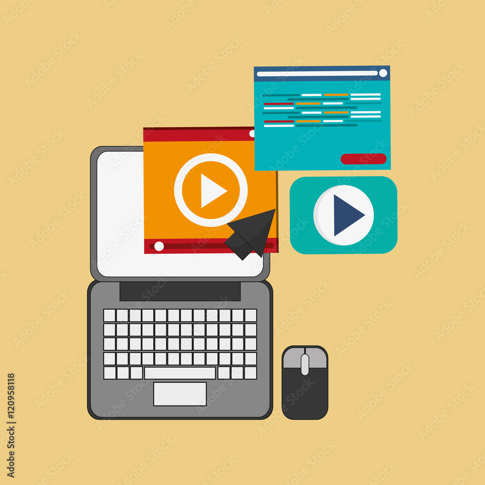 flat design computer with office and business related icons image vector illustration flat design computer with office and business related icons image vector illustration