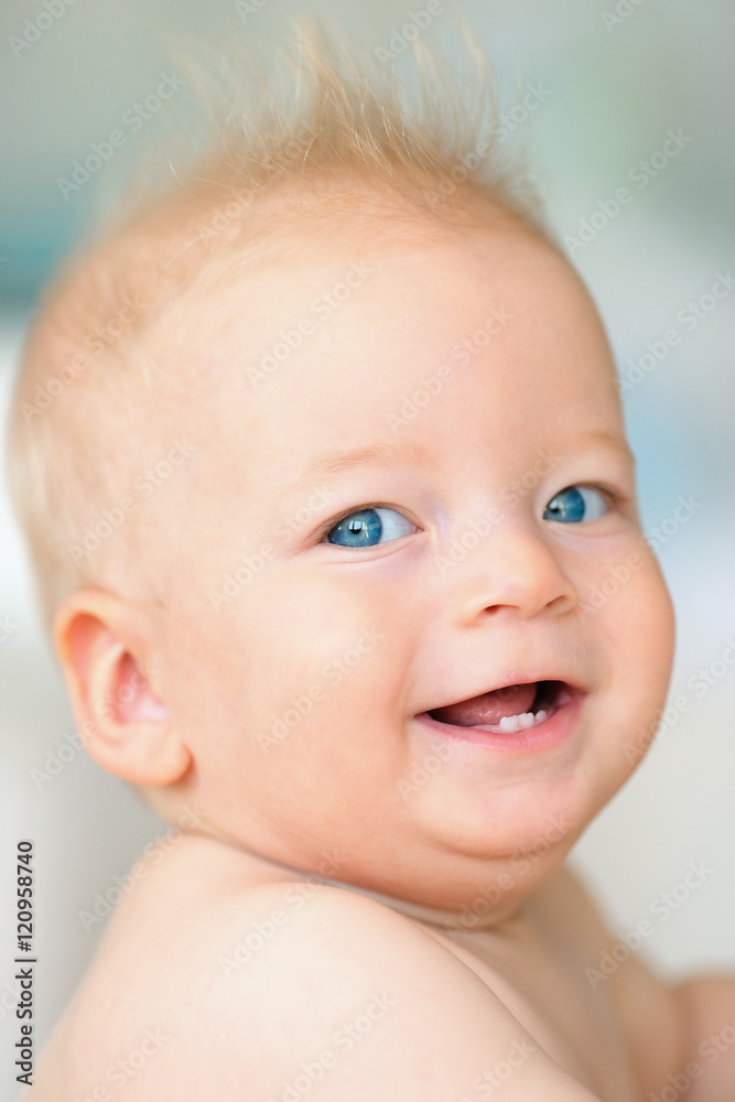 Baby boy with blue eyes