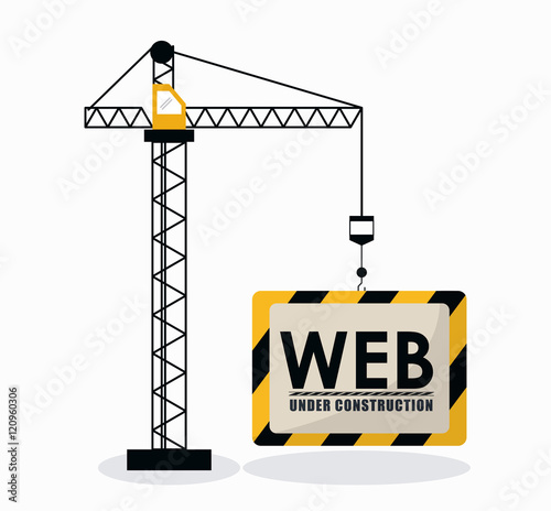 Crane and barrier icon. Under construction and repair theme. Isolated design. Vector illustration