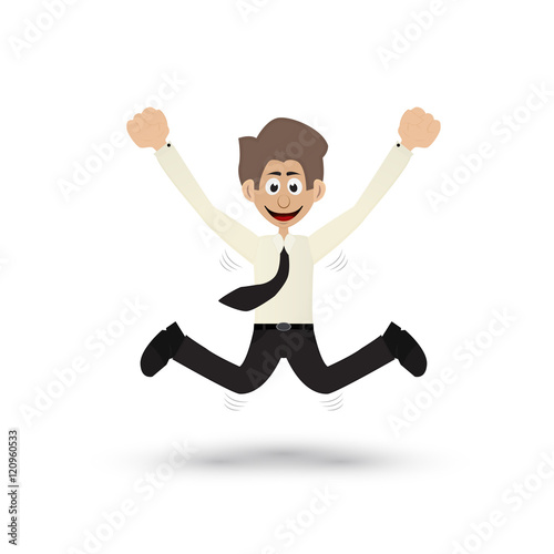 cartoon businessman jumping show happy expression