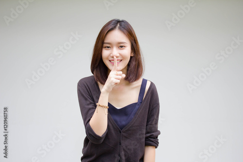 thai adult student university beautiful girl relax and smile photo