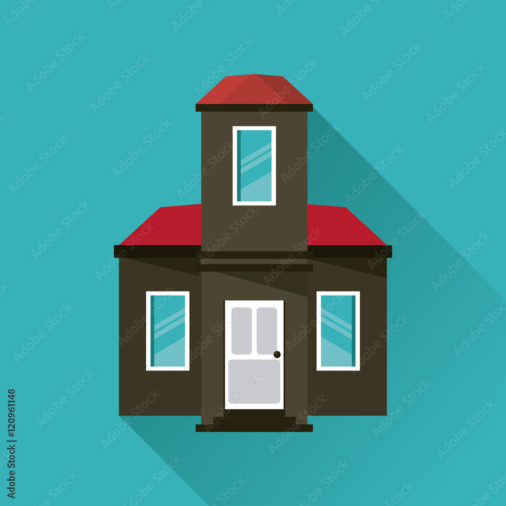 Home building with door and windows icon. House architecture family and real estate theme. Colorful design. Vector illustration Home building with door and windows icon. House architecture family and real estate theme. Colorful design. Vector illustration