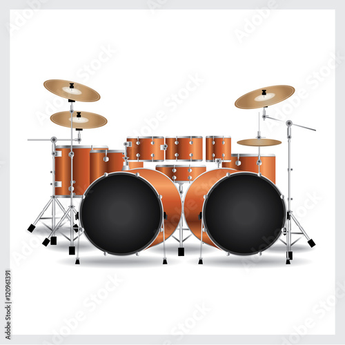 Vector Illustration Drum Big Set Orange