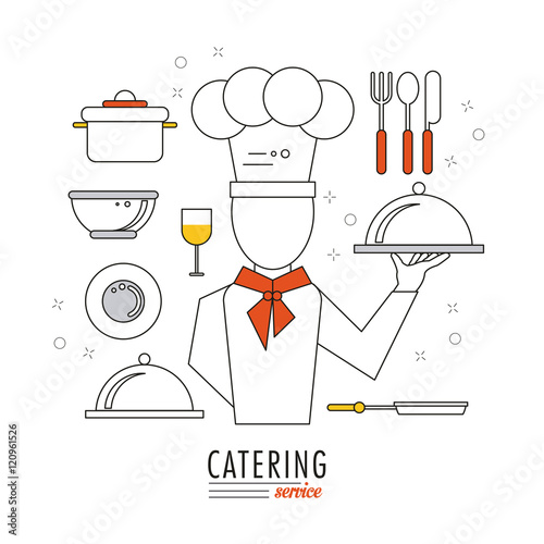 Chef plate cup cultery and bowl icon. Catering service restaurant and menu theme. Vector illustration