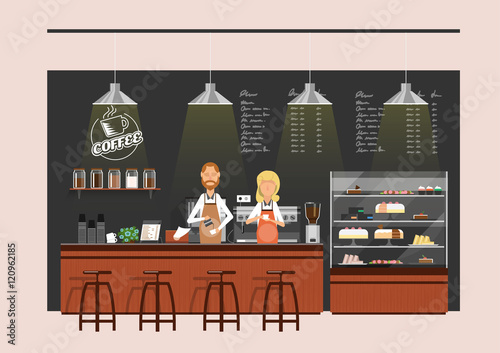  coffee shop,coffee counter with baristas