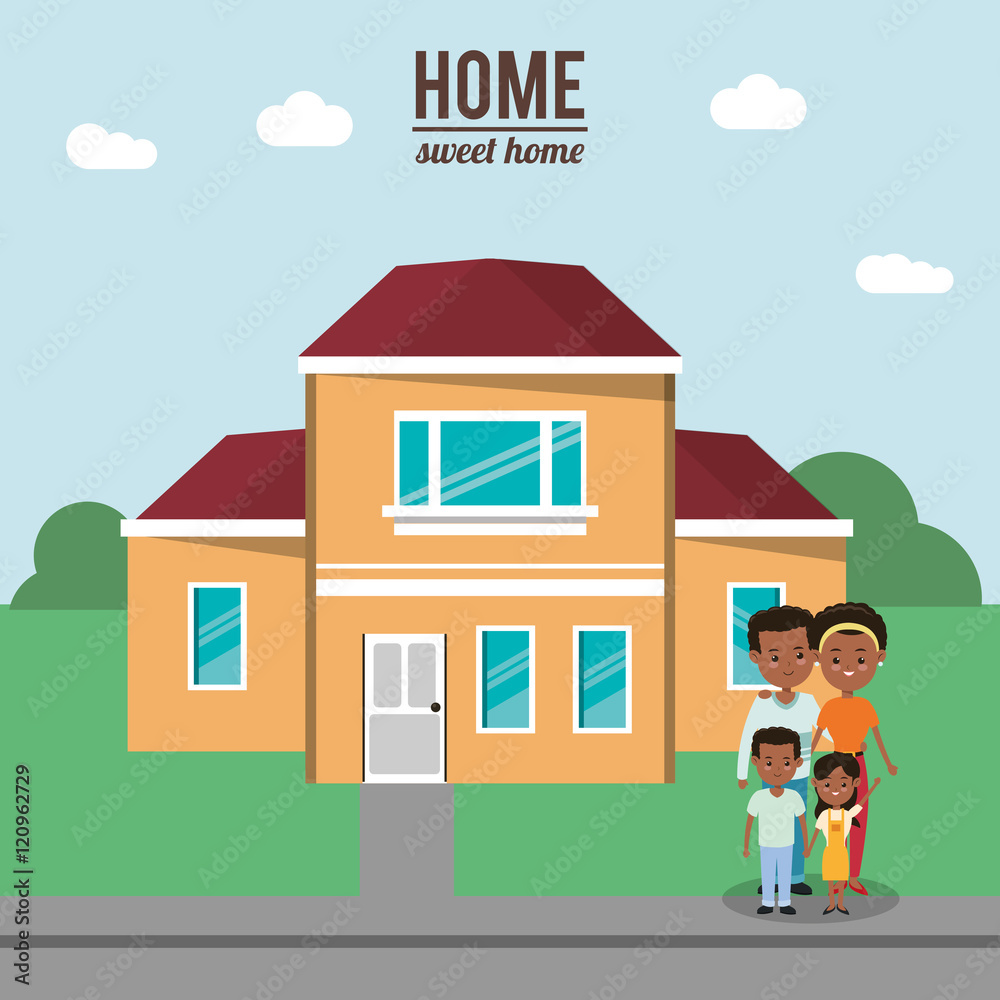 House mother father and kids icon. Home family and real estate theme. Colorful design. Vector illustration House mother father and kids icon. Home family and real estate theme. Colorful design. Vector illustration